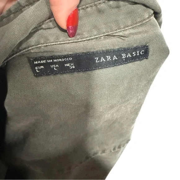 Zara Basic Studded Shoulder Lyocell Button-Down Shirt Size L - Picture 6 of 8